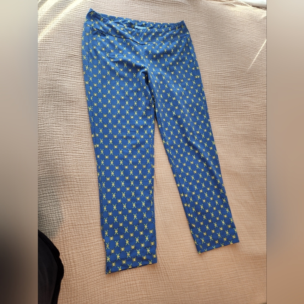 J. McLaughlin Blue and Yellow Patterned Pants